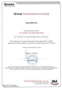 Grone Teilnahmebescheinigung: Klaus Behling